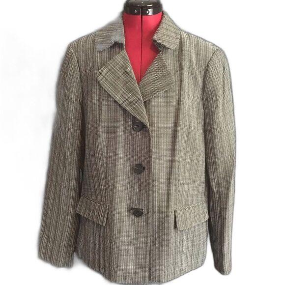 Suit Studio Blazer Women’s Plus Size 18 Grey Striped Long Sleeve Button Front - Picture 1 of 8